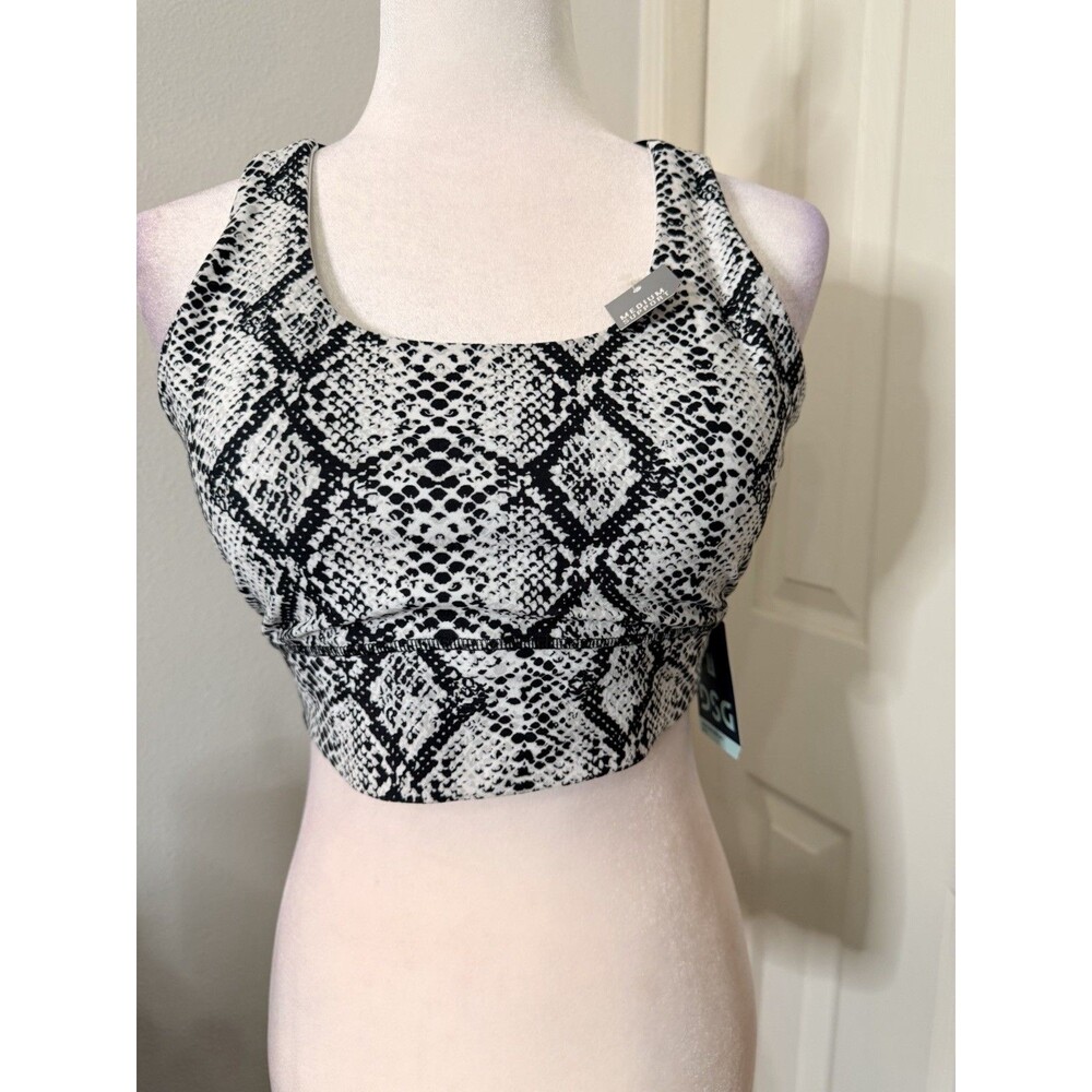 DSG Women’s Medium Support Strappy Sports Bra - Snakeskin Pure Black L
